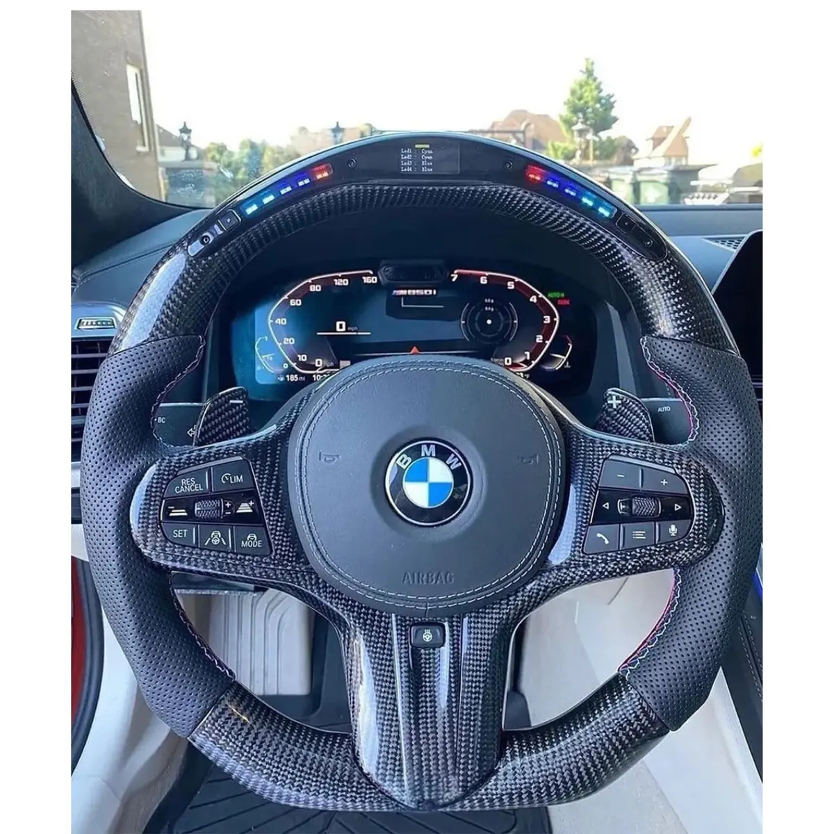 Carbon Fiber Steering Wheel W/ Led Display (Heated) For Bmw G20 G80 G82 G83 3 Series M3 M4 1