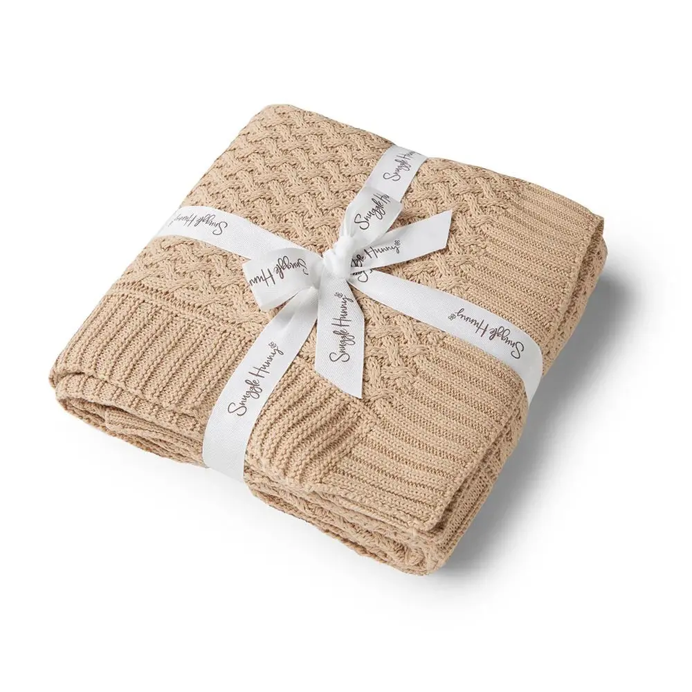 Diamond Knit Organic Baby Blanket - Hazelnut 1
