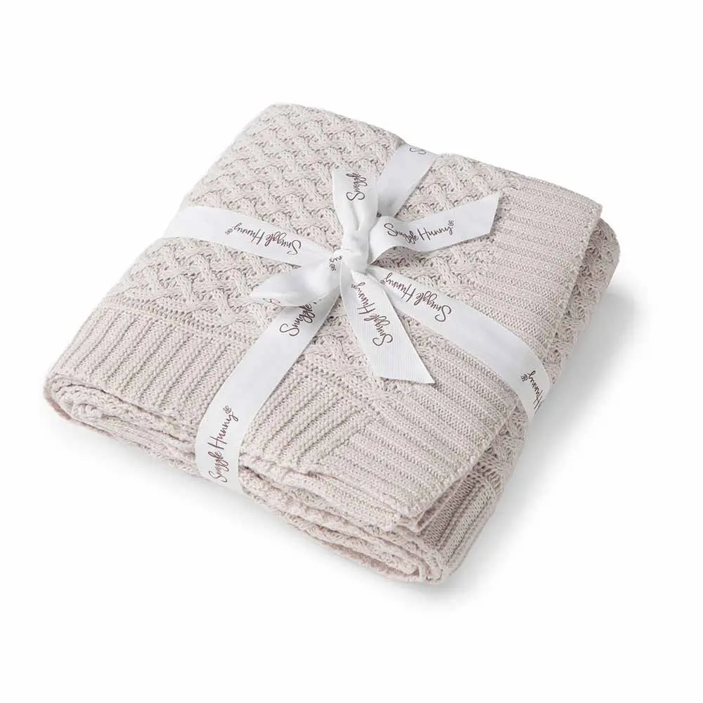 Diamond Knit Organic Baby Blanket - Warm Grey 1