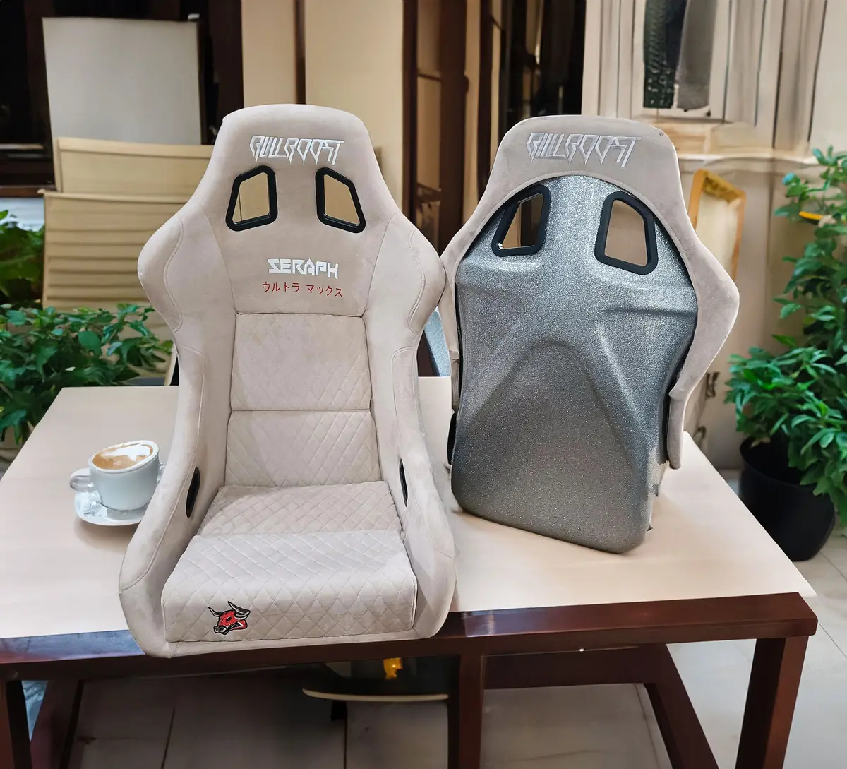 Crema Bull Boost Adjustable Racing Lowered Ultra Max Bucket Seat With Slider Rails 1