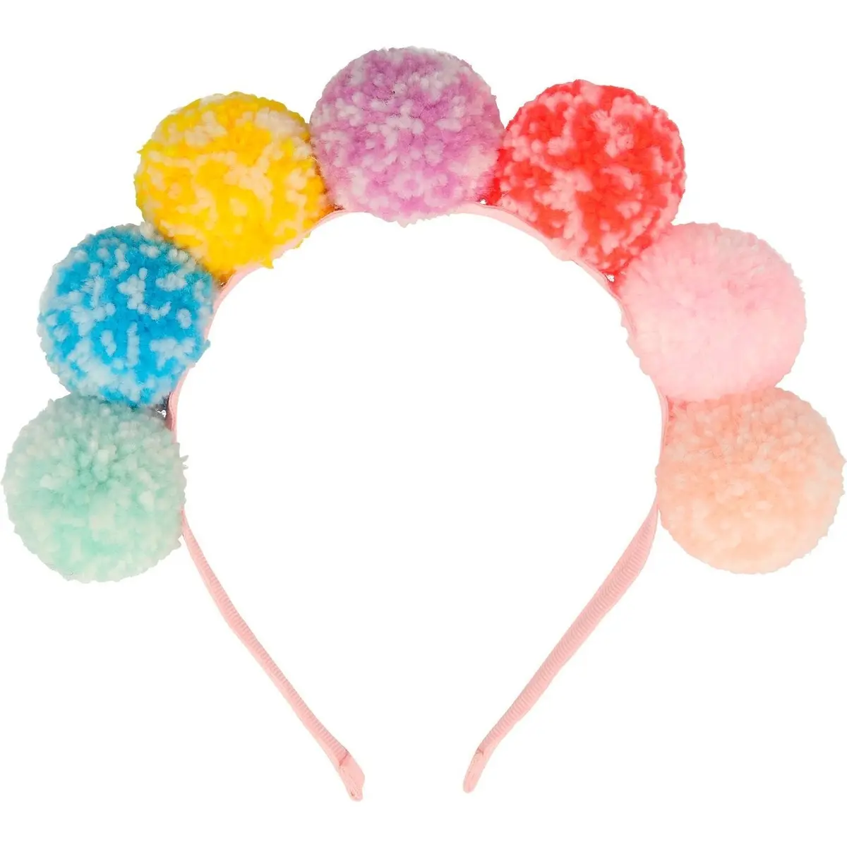 Rainbow Pompom Headband 1