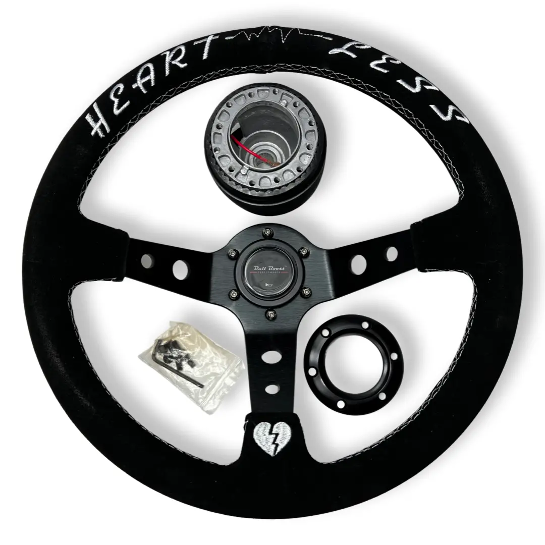 Suede Steering Wheel + Hub Adapter Kit For Subaru Impreza Wrx Sti Legacy Eclipse 1