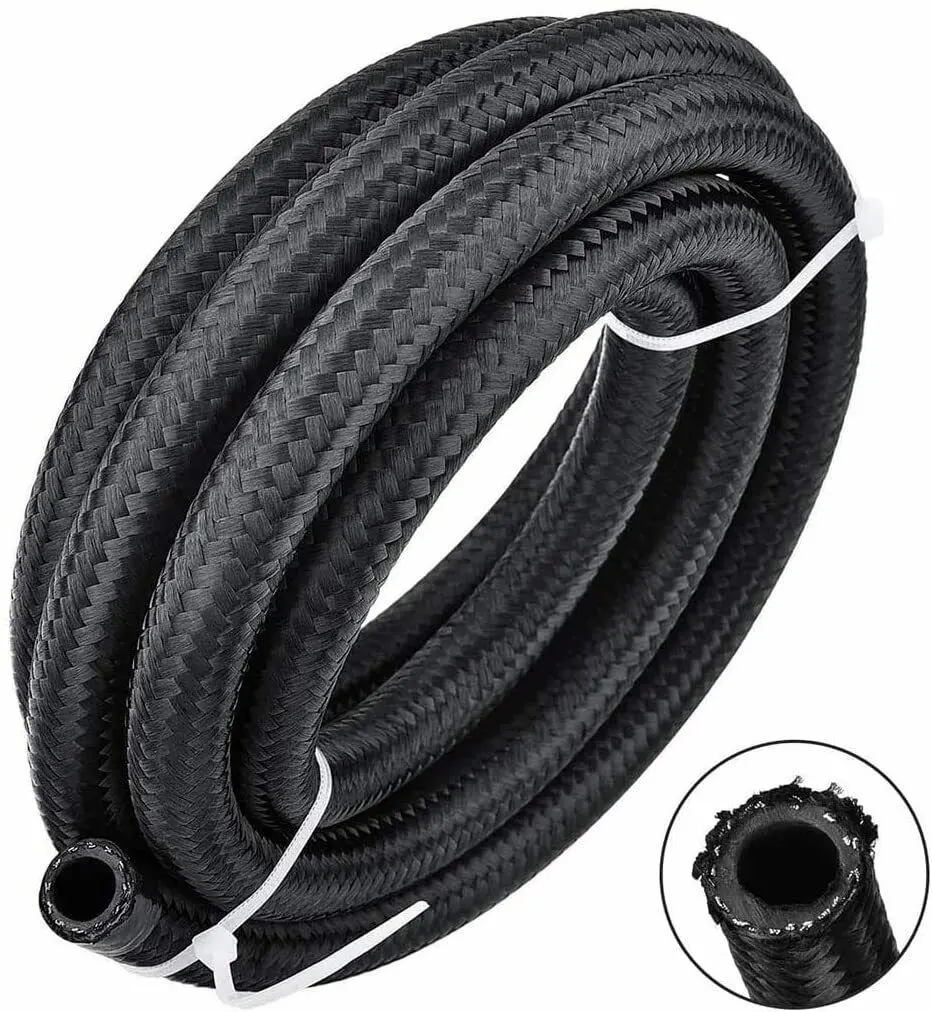 An16 16An Black Nylon Braided Stainless Steel Hose / Sold Per Foot 1