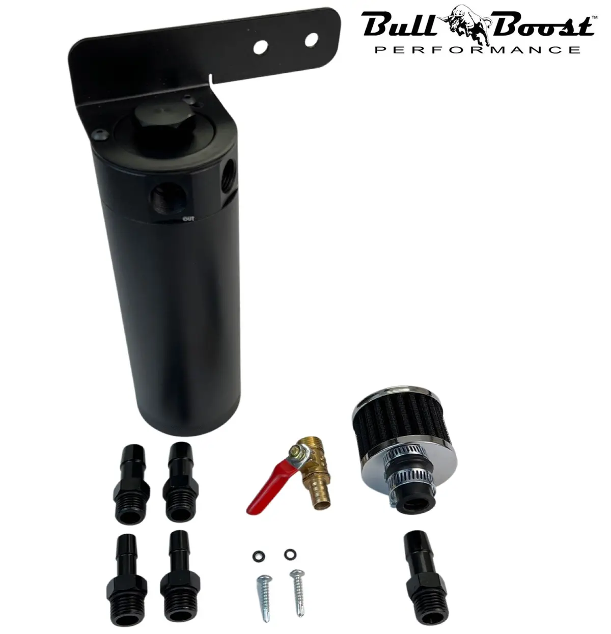 Universal Oil Catch Can Reservoir Tank Black Polish Baffled 7.5 Oz Large 1