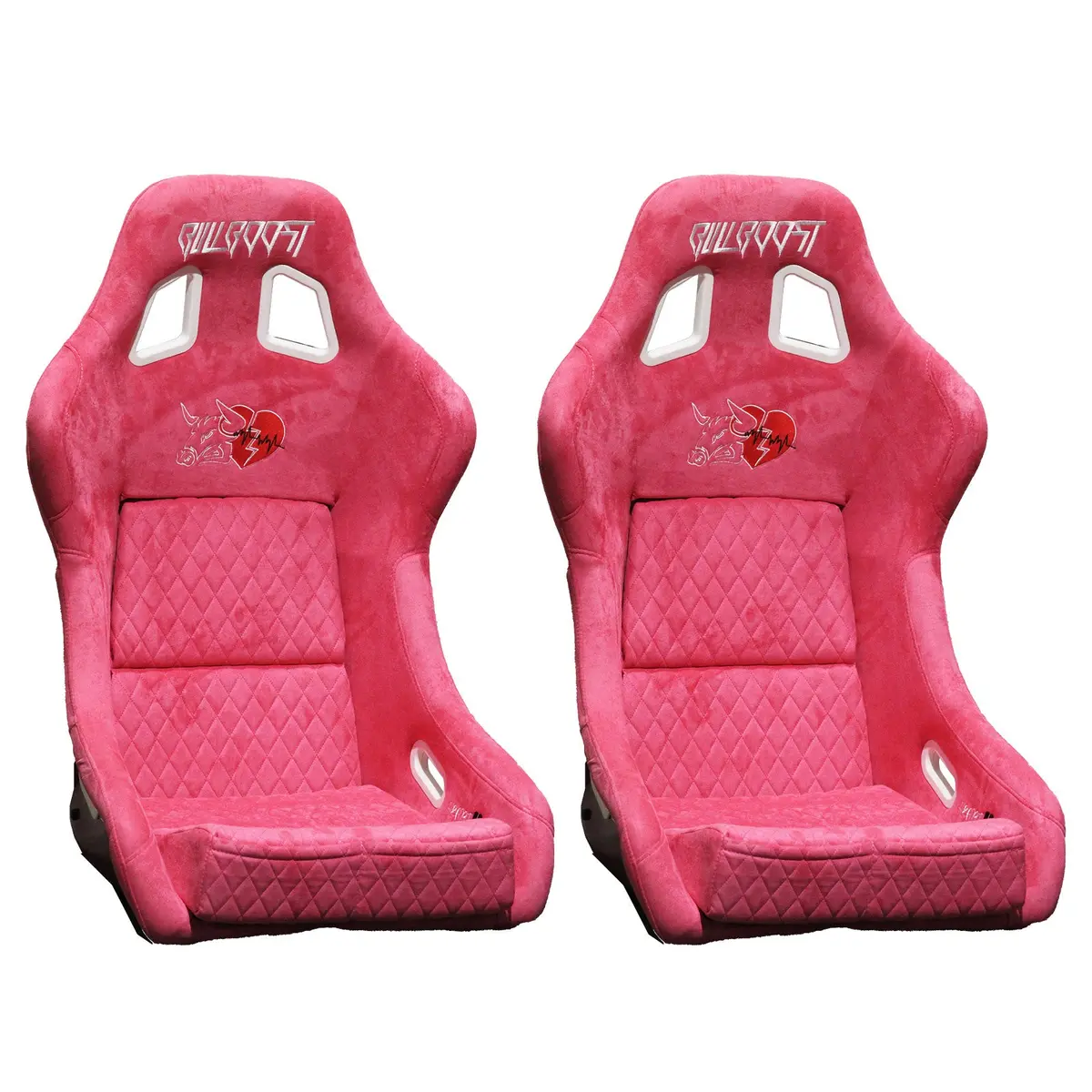 Pink Bull Boost Adjustable Racing Lowered Heartbreak Bucket Seat With Slider Rails 2