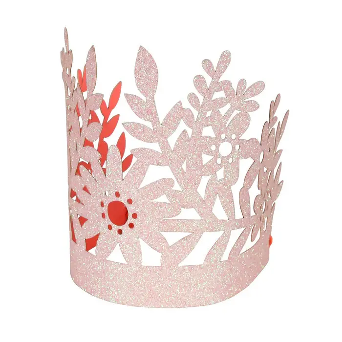 Pink Glitter Party Crowns 1