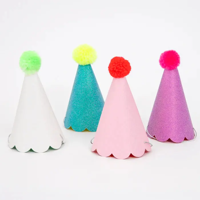 Glitter Pompom Party Hats 1