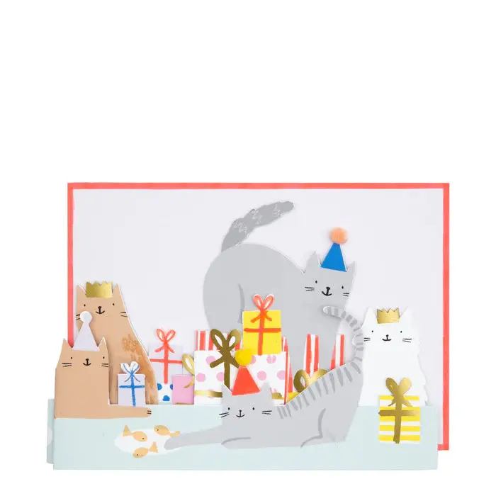 Cat Party Birthday Card 1