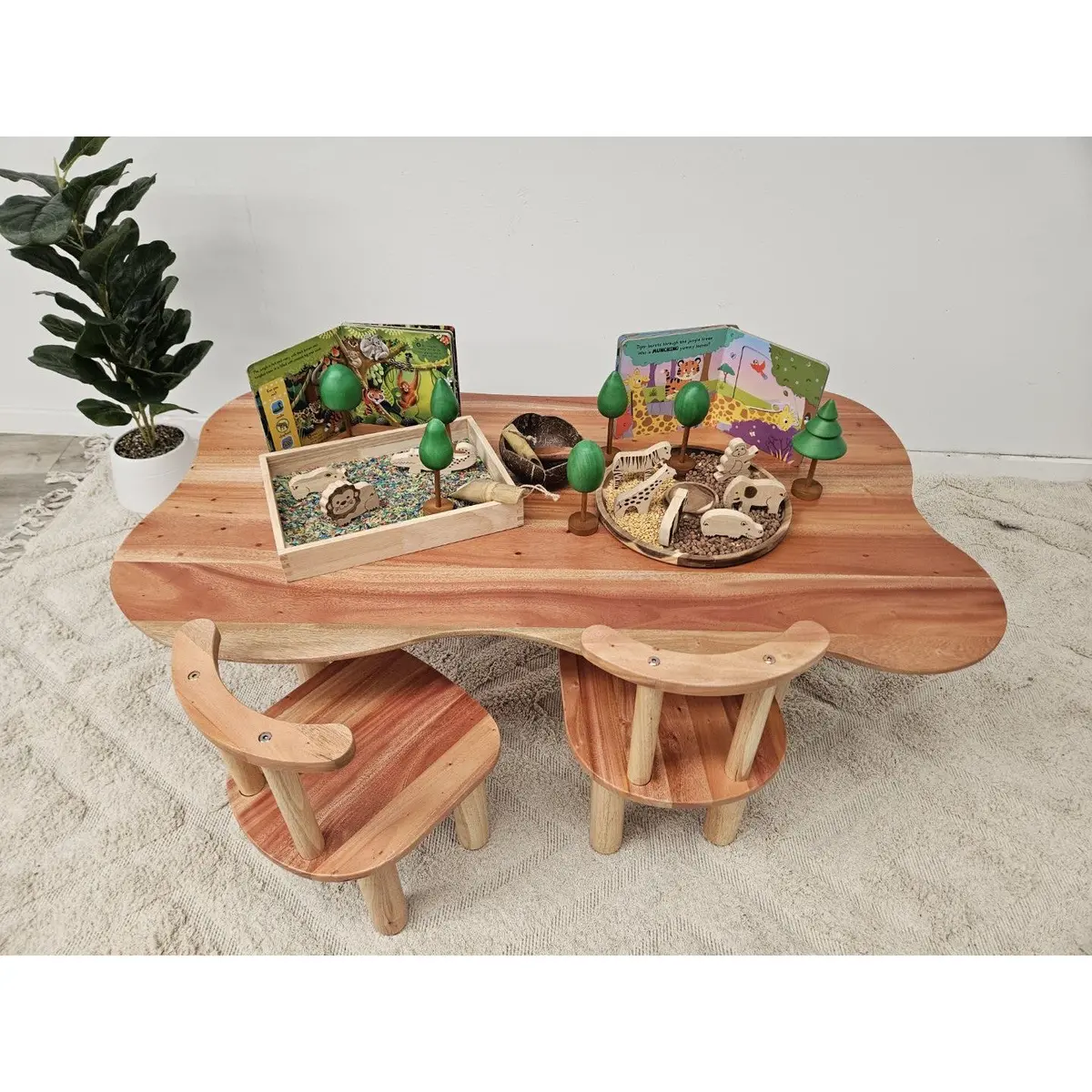 Hardwood Cloud Table And Chairs 1