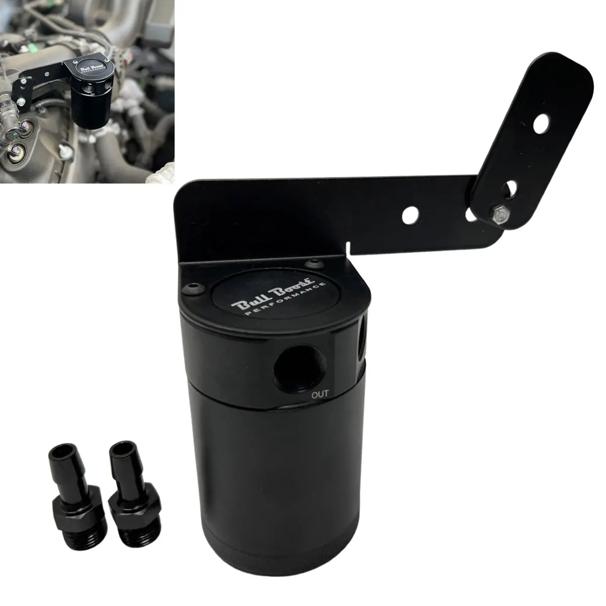 Adjustable Billet Baffled Oil Catch Can Reservoir Tank Racing 2-Port V2 Bracket 1