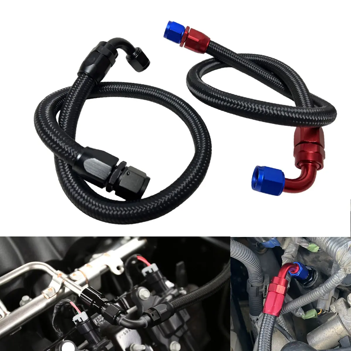Black Fuel Hose Oil Fuel Gas Line An6-An8-An10 Nylon Braided / Build Your Own 1