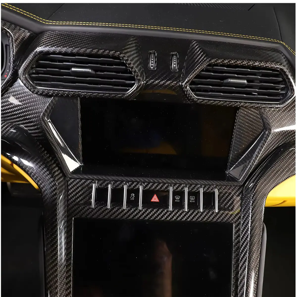 Dry Carbon Fiber Interior Center Screen Trim Cover For Lamborghini Urus 1