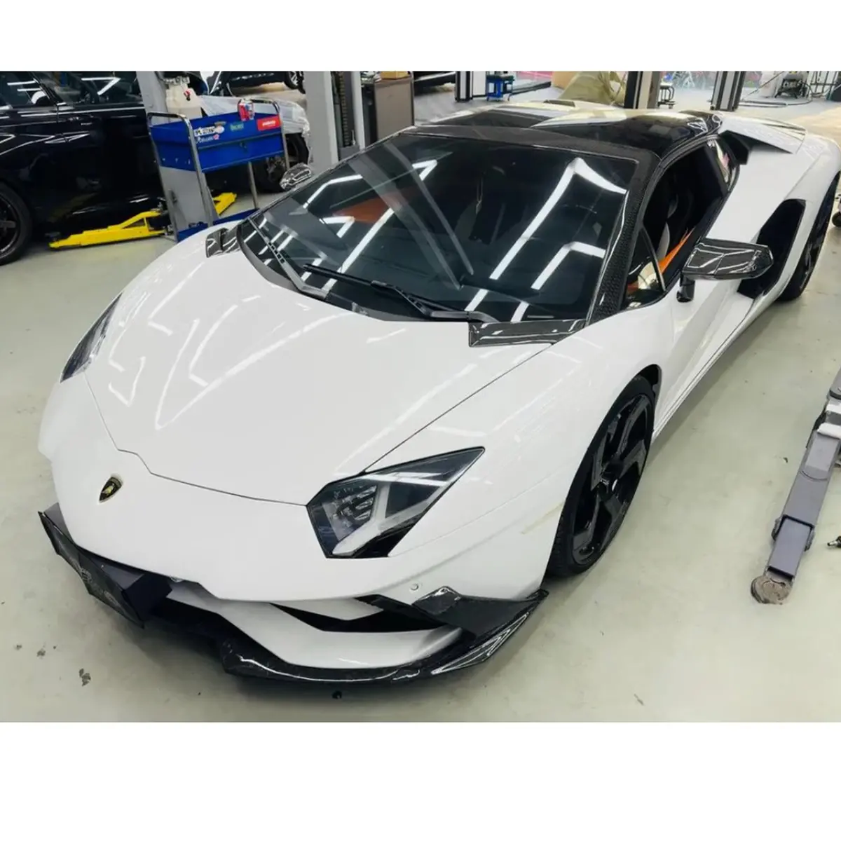 Oem Style Dry Carbon Fiber Front Lip And Rear Diffuser For Lamborghini Aventador Lp740 1
