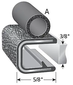 Trim-Lok Black Door Seal 3/8" X 5/8" With .375" Bulb 3375B3x3-8A By The Foot 1