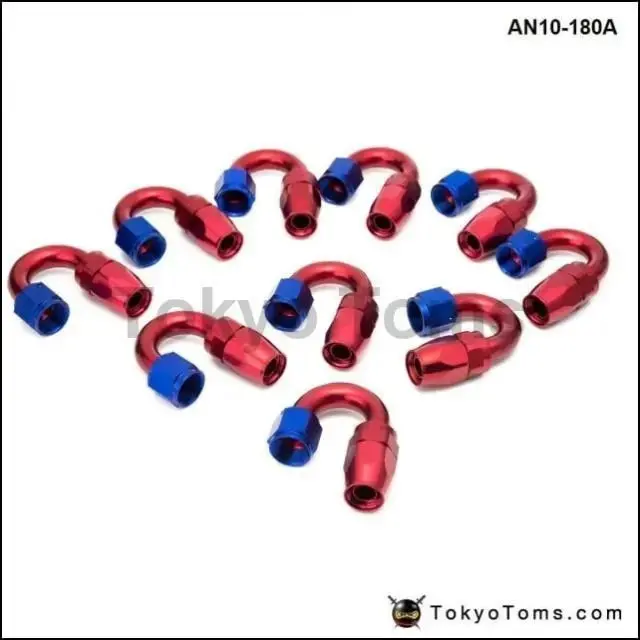 10Pcs /Set 180Degree High Performance An10 Hose End Fitting Aluminum Oil Cooler Hose Fitting  An10-180A 1