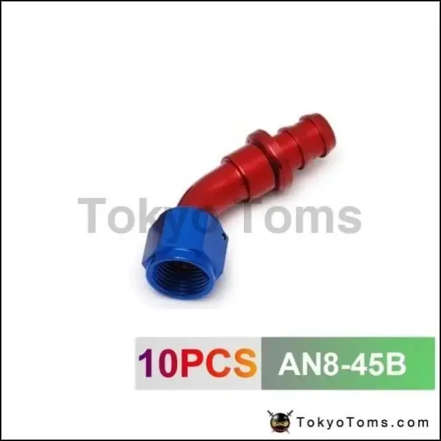 10Pcs /Set 45 Degree An-8 Hose End Fitting Aluminum Oil Cooler Hose Fitting Oil Fuel Hose End An8-45B 1