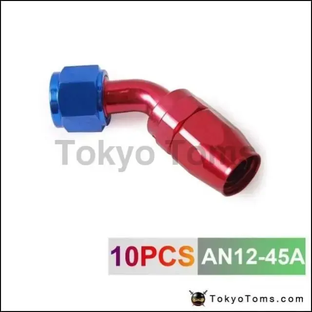 10Pcs /Set 45 Degree An12 Aluminum Oil Cooler Hose Fitting Hose End Fuel Push-On Hose End Fittings Adaptor  An12-45A 1