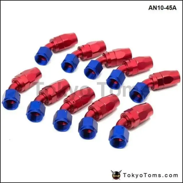 10Pcs /Set 45 Degree High Performance An10 Hose End Fitting Aluminum Oil Cooler Hose Fitting An10-45A 1