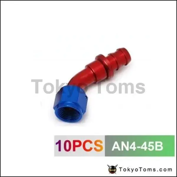 10Pcs /Set - 4An An4 4-An 45 Degree Aluminum Oil Cooler Hose Fitting  End Fuel Push-On Hose End Fittings Adaptor An4-45B 1