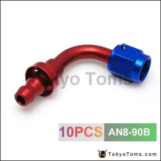 10Pcs /Set 90Degree -An8 Aluminum Oil Cooler Hose Fitting  8 An Fuel Push-On Hose End Fittings Adaptor An8-90B 1