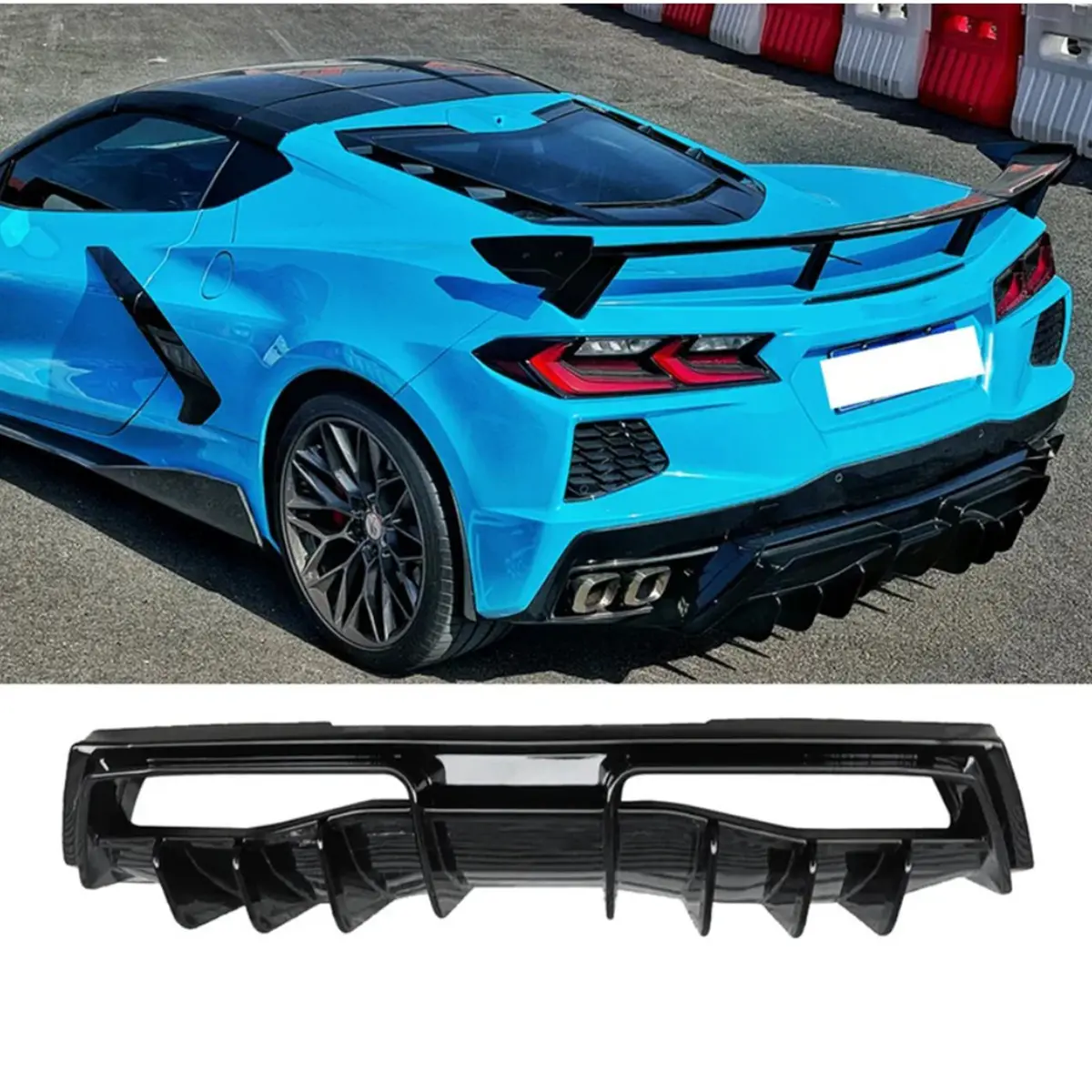 Gloss Black Rear Aggressive Diffuser For Chevrolet Corvette C8 Z51 1