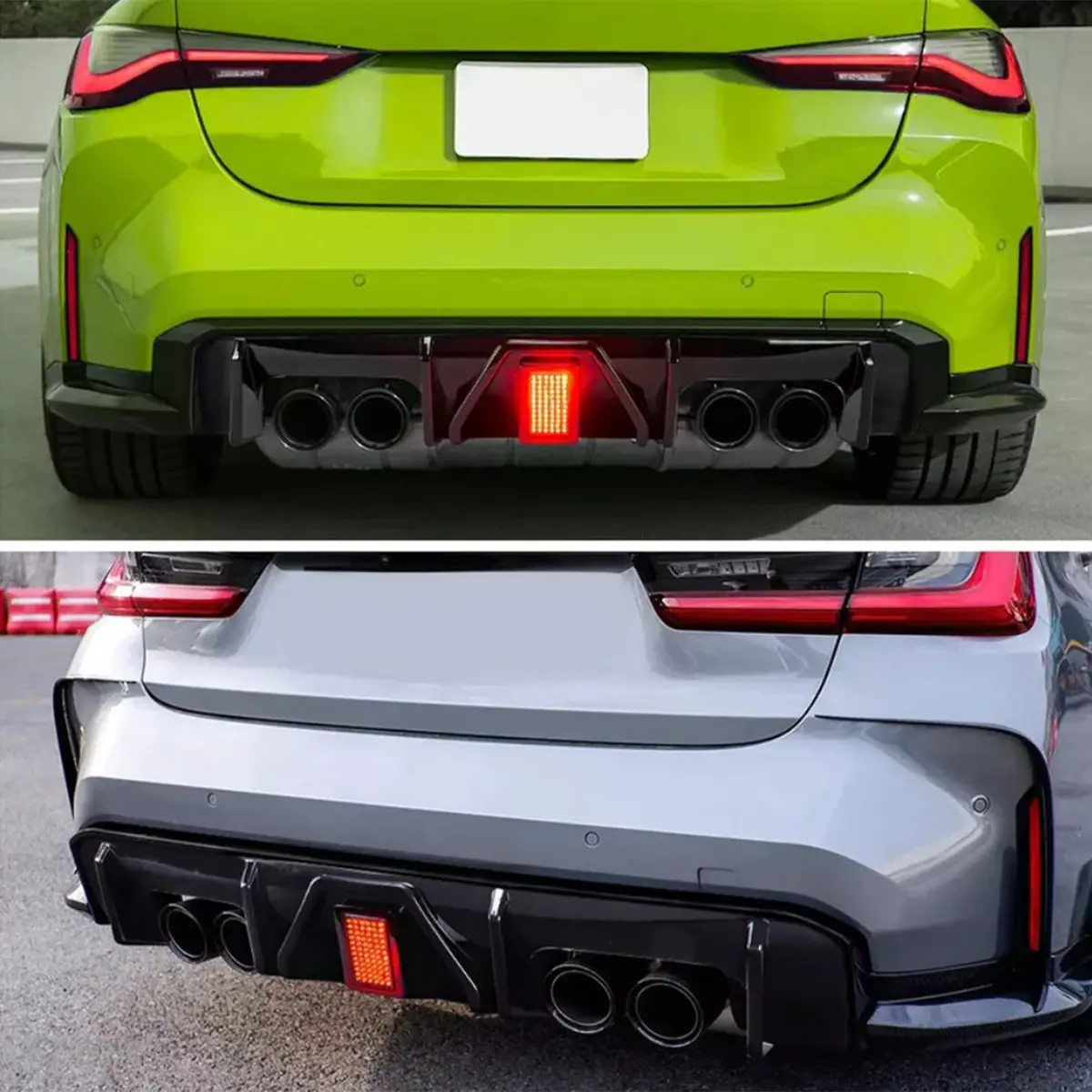 Abs Gloss Black Rear Diffuser W/ Brake Light For Bmw G80 M3 G82 G83 M4 1