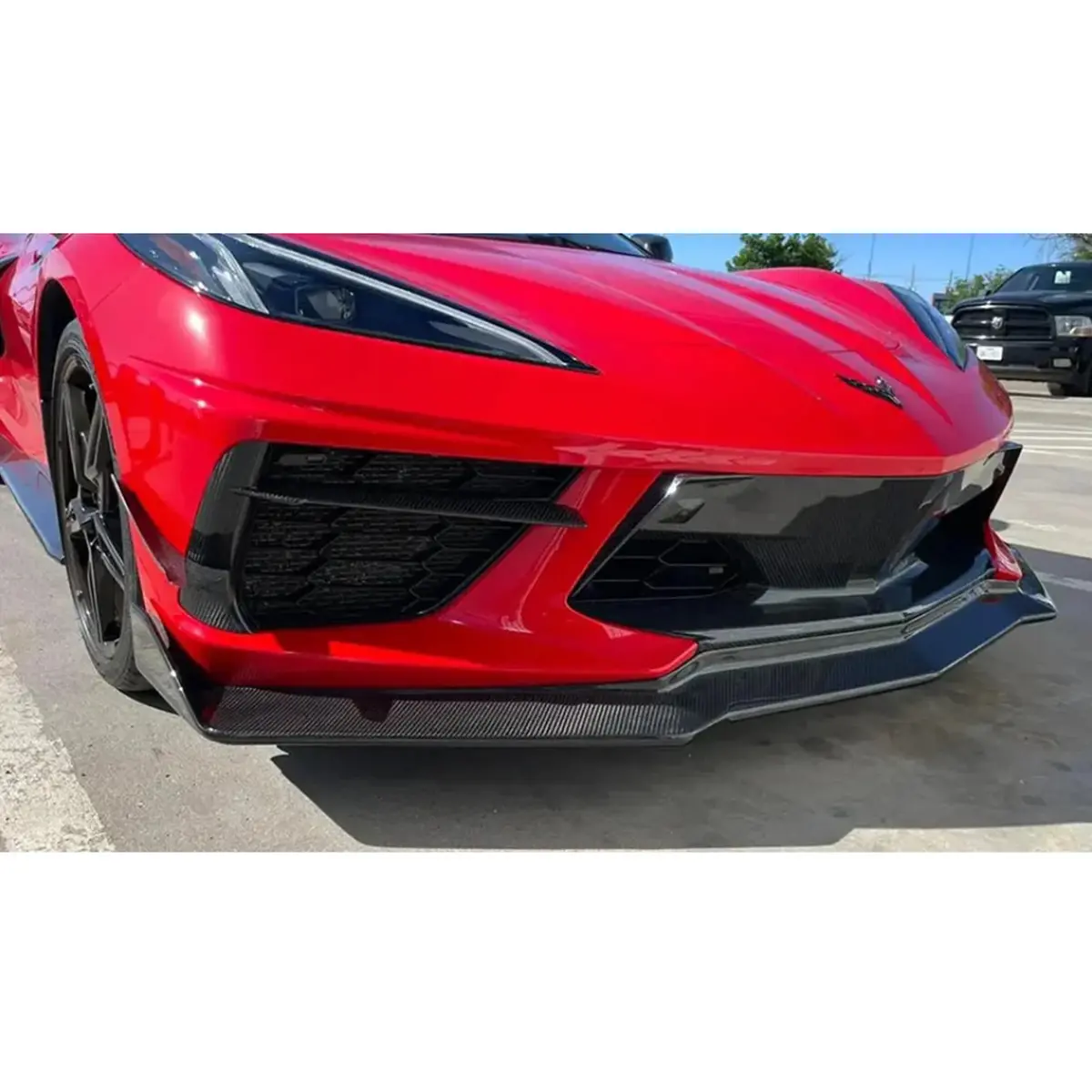 V Style Carbon Fiber Front Lip For Chevrolet Corvette C8 1