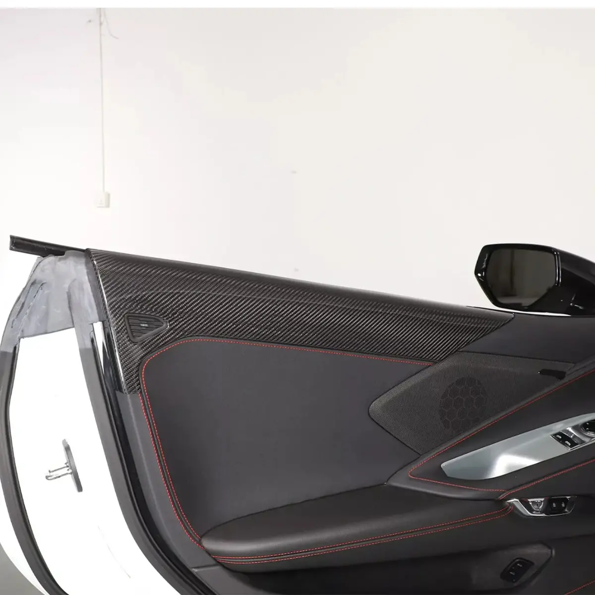 Carbon Fiber Interior Door Upper Panel Trim Cover For Chevrolet Corvette C8 1