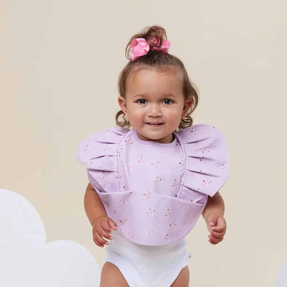 Lilac Bloom Frill Snuggle Bib 1