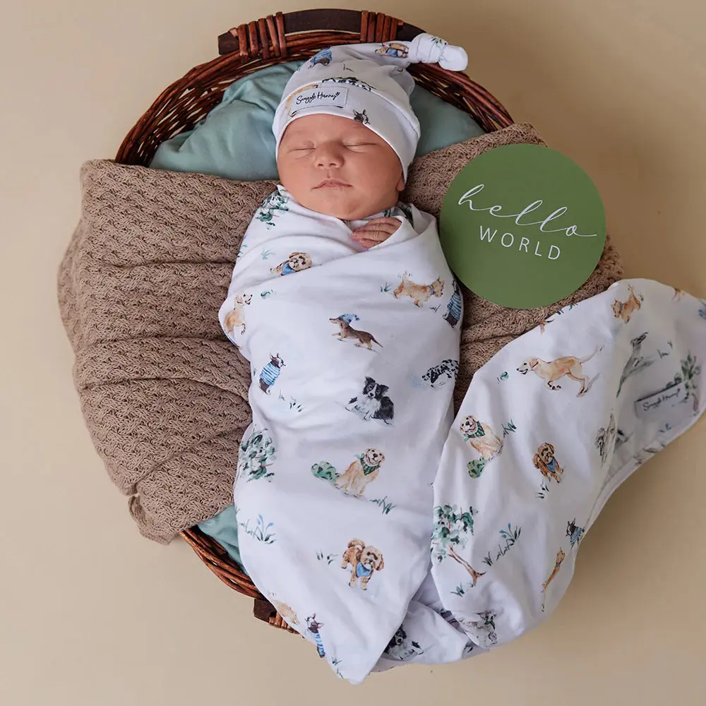 Organic Jersey Wrap & Beanie Set- Dog Park 1
