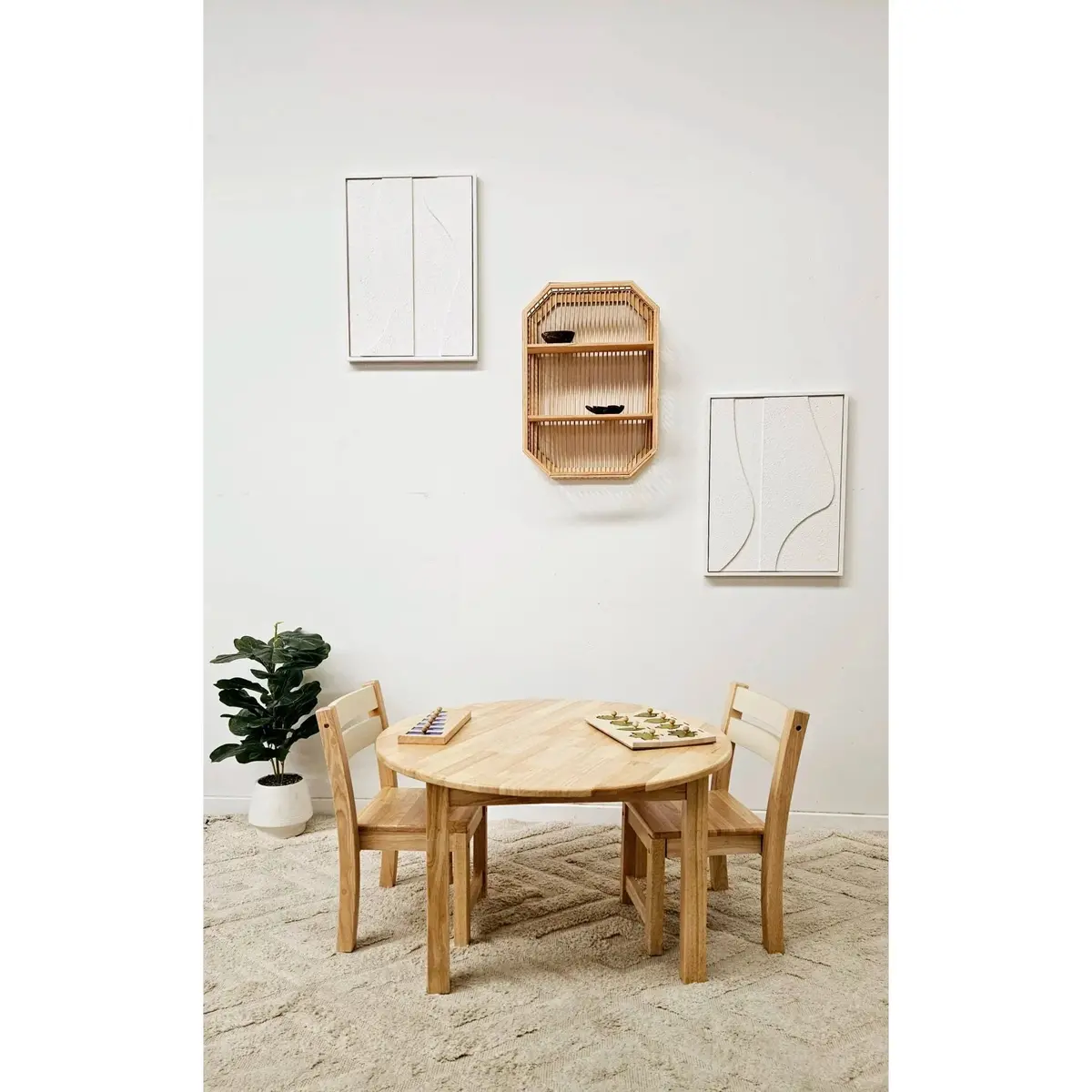 Large Round Table With 2 Stacking Chairs 1