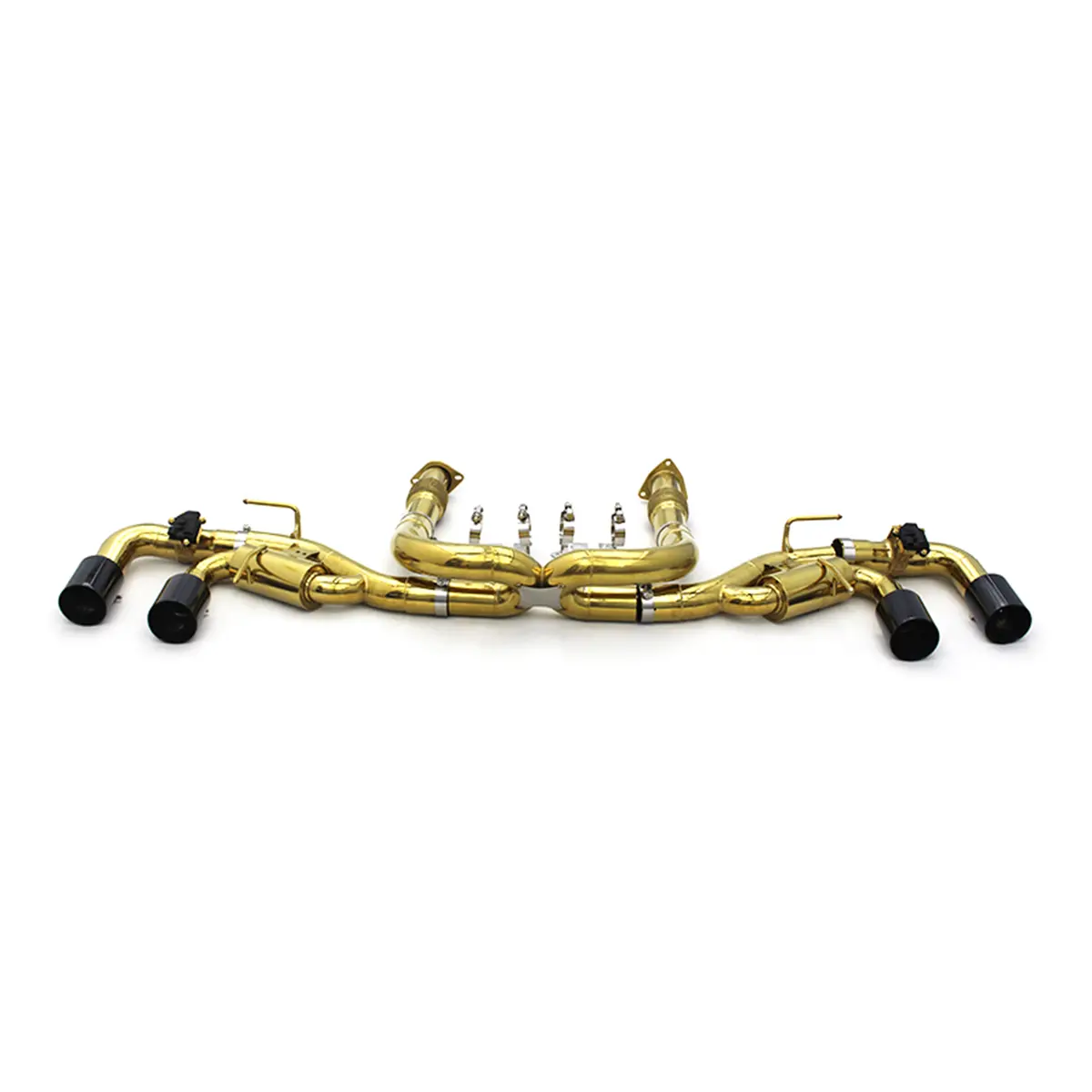 Valved Gold Plated Catback Exhaust Carbon Fiber Tips For Corvette C8 1