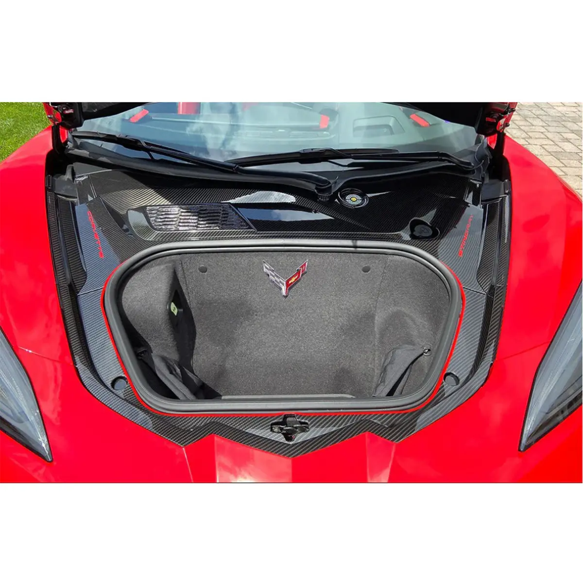 Dry Carbon Fiber Front Frunk Cover Trim Replacement For Chevrolet Corvette C8 Z06 Z51 Stingray 1