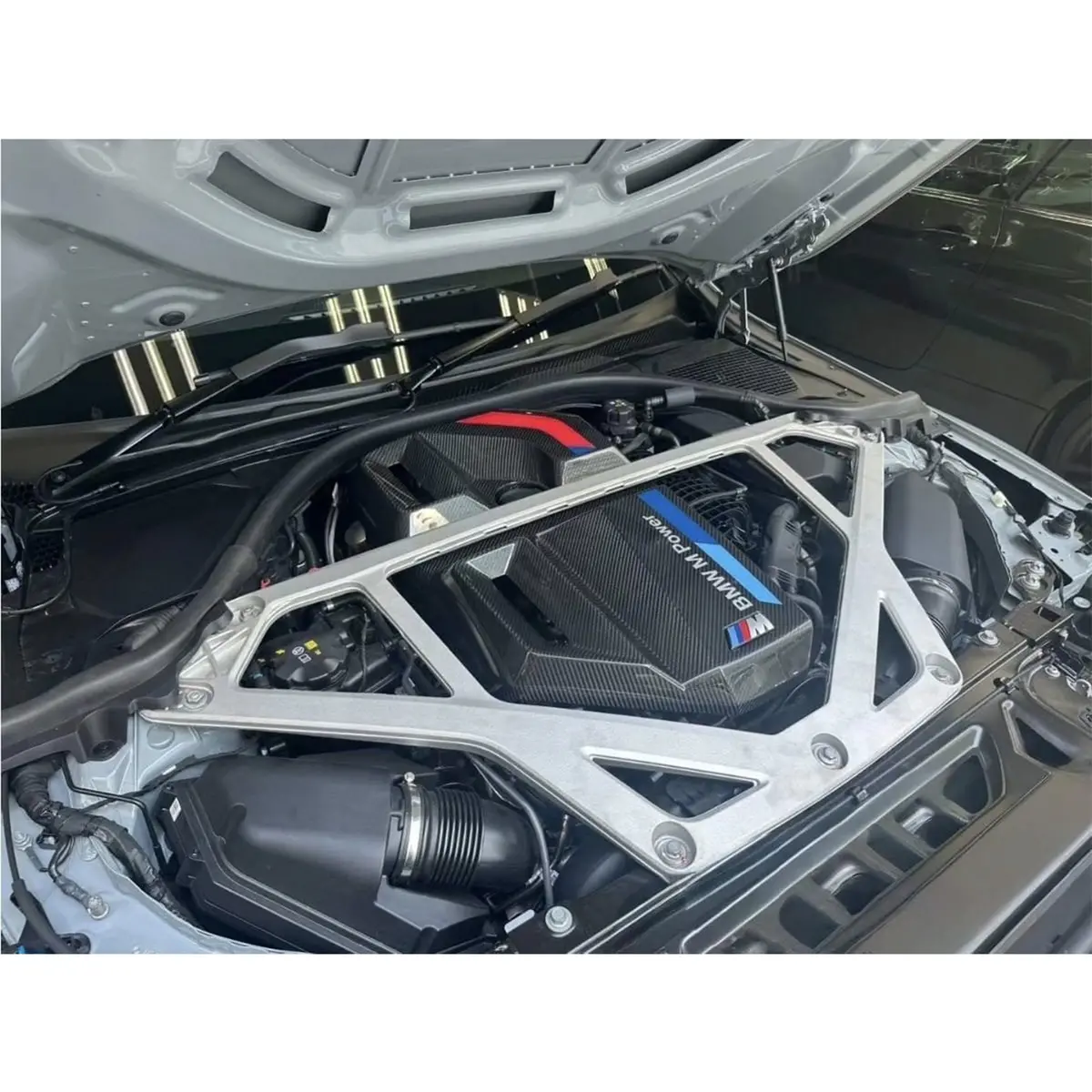 Carbon Fiber Engine Cover W/ M Stripe For Bmw G87 M2 G80 M3 G82 G83 M4 1