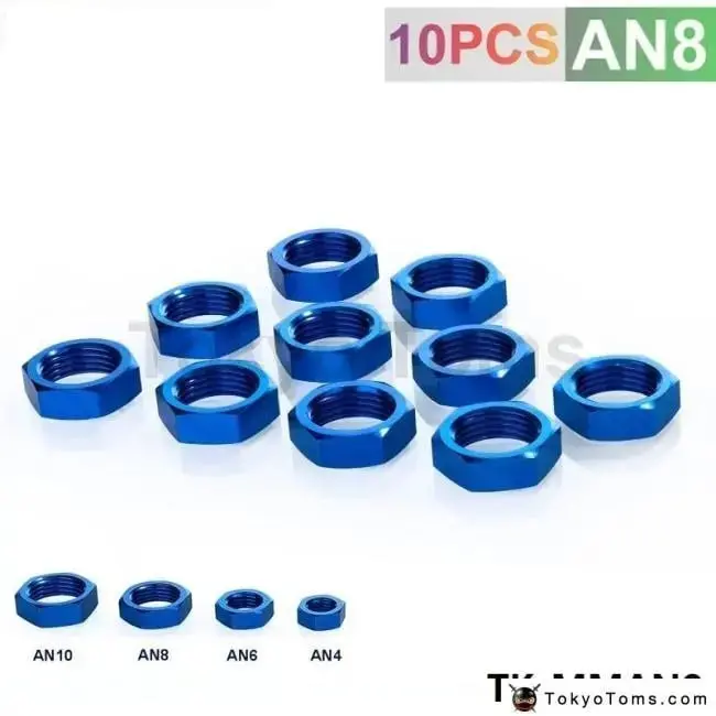 Turbo Fitting 8An An8 An-8 Adapter Bulkhead Nut Aluminum Finish Nut Seal Lock Fitting Adapter Tk-Mman8 1