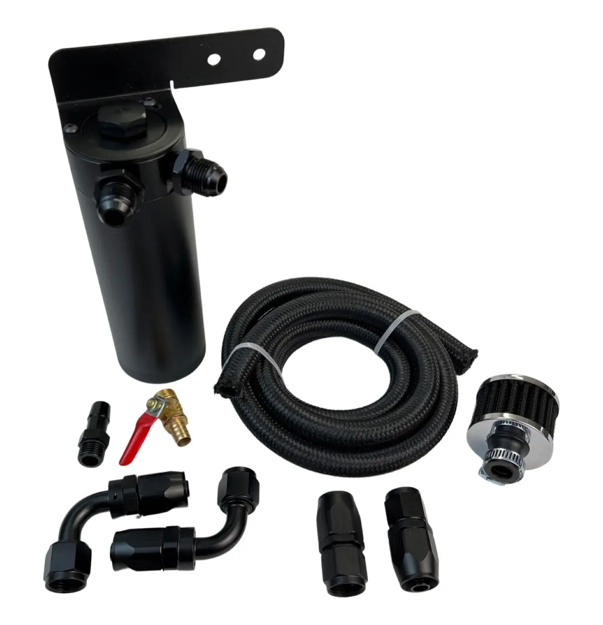 Universal Oil Catch Can Xl 2Port -10An + Mounting Bracket Kit + Filter 7.50Z 1