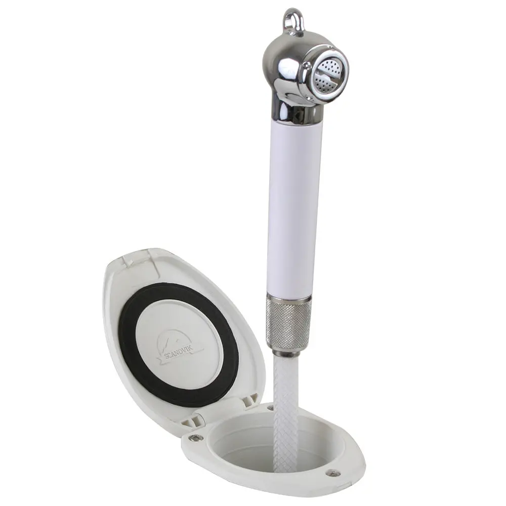 Scandvik Recessed Shower W/6 White Hose - Push-Button [12106P] 1