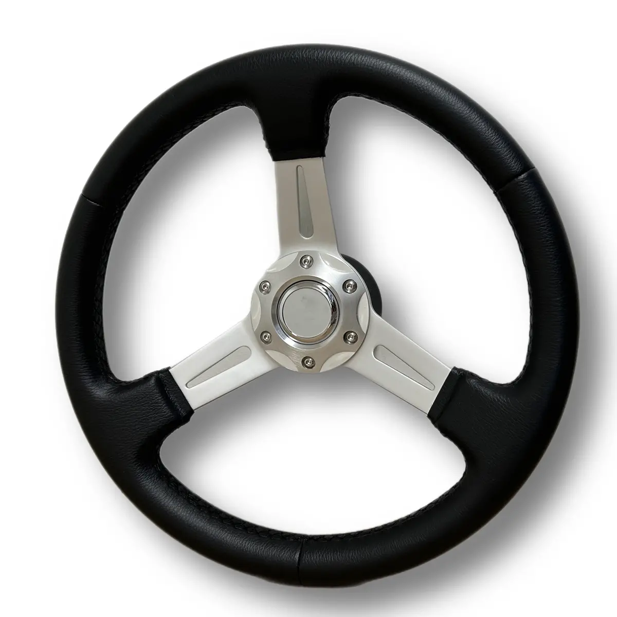 Marine Hardware 13.75" Black Steering Wheel W/ Aluminum Spokes & Cap Stwhw109 1