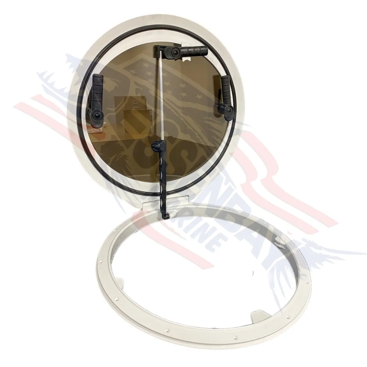 Jim Black 20" Round Escape Hatch With Grey Lite Ii Glass Polar White 592-20Rnd-05-02Gl-05 1