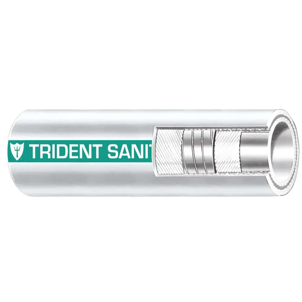 Trident Marine 1-1/2" Premium Marine Sanitation Hose - White With Green Stripe - Sold By The Foot [102-1126-Ft] 1