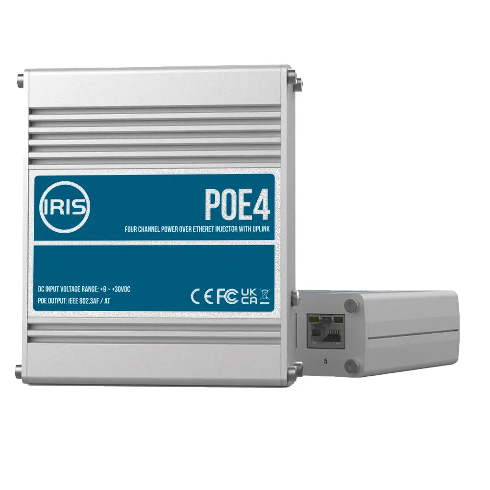 Iris Four Channel Uplink Power Over Ethernet Switch - Ieee802.3Af  3At Compliant - 9-30Vdc Input - 48Vdc Output [Poe4v2] 1