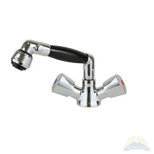 Scandvik Chrome & Black Combination Faucet W/ 5' Black Nylon Hose 46027 1